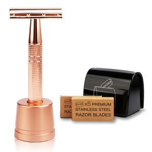 Razors Blades Haward Rose Gold Razor Conjunto reutilizável Eco Double Edge Segurança Razor para mulheres 1 Razor 1 Caso de descarte de lâminas 10 Blades 221119