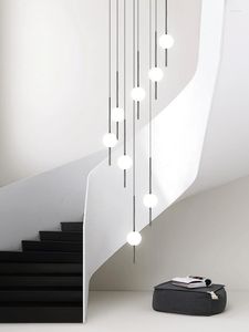 Kolye lambalar LED merdiven ışığı modern İskandinav kapalı lamba salonu aydınlatma top mağazası ev sahibi tavan avizesi yemek odası için