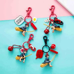 Keychains Hayao Miyazaki Kikis leveransservice Kiki Figure Keychain Japanese Cartoon Charms Key Chain for Women Men Car Keyring Jewelry T220909