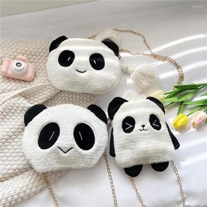 Portfele Śliczna kreskówka panda crossbody torba dzieci pluszowe łańcuchowe torby na ramię Małe torebki pieniądze żeńskie pach