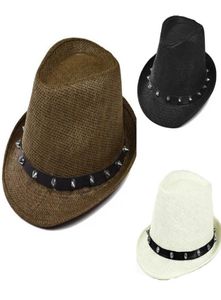 Unisex Women Мужчины повседневная модная солнце -соломенная шляпа Summer Sun Beach Hat Шляпа Jazz Cap Cowboy Fedora Trilby Gangster 3 цвета 6pcslot9040806