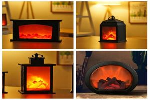 Night Lights Fireplace Lantern Lamps Simulated Flame Effect Light LED Christmas Atmosphere Lawn Lamp Home DecorationNight NightNig