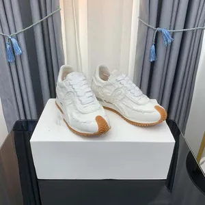 Męskie damskie Loews Luksusowe buty na co dzień Flow Runner In Nylon Suede Lace Up Sneaker Miękka górna miodowa gumowa podeszwa z falą, która zakrzywia się wokół 05