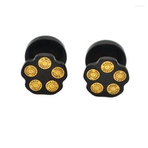 Stud Earrings 1PCS 316l Stainless Steel Black Color Earring Barbell Gothic Men's Fake Ear Plugs Jewelry For Men Gifts Punk