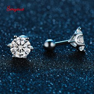 Stud Smyoue 022ct Thread Screw Studs Earrings for Women D Colorless Test Passed Lab Created Diamond Earring S925 Silver 221119