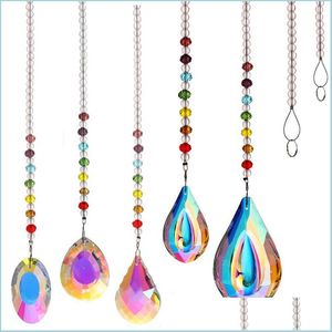 Pendants Colorf Rainbow Water Drop Shell Shape Ornament Pendant Home Decor Gift Window Wall Hanging Crystals Chakra Garden Delivery Dhxw7