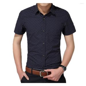 Camicie casual da uomo Camicia da uomo in cotone di alta qualità Moda Uomo Manica corta sociale Uomo a pois Marca Abbigliamento maschile Plus Size 5XL