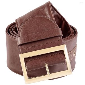 Belts Women Luxury Waist For Dress Pu Leather Belt Solid Black Red White Wide Waistband Golden Alloy Buckle 112-115cm