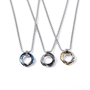 Strands Strings Vibrant tiktok Japan South Korea metrosexual ring titanium steel necklace red live three circles art pendants