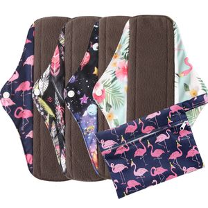 Higiena kobieca 5pcs Zestaw 4PCS Bamboo wielokrotnego użytku podkładki sanitarne zmywalne tkaniny menstruacyjne pads1pc bonus za darmo mini mokra torba 221121