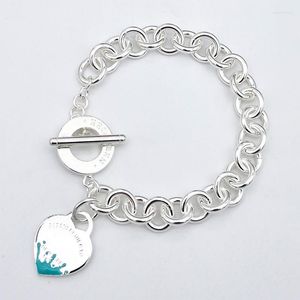 Браслеты очарование стерлинга Sier OT Buckle Classic Emamel Heart Bracelet Fashion Fashion Light Jewelry Wedding Рождество