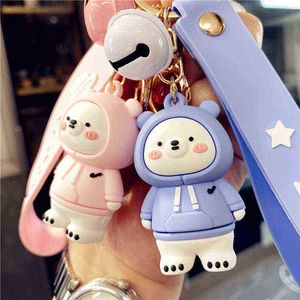 Keychains Creative Sweater Bear Keychain Pendant Cute Epoxy Animal Cartoon Doll Accessories Car Key Chain Ring Men's and Women's Jewelry T220909