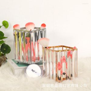 Storage Boxes Fashionable Female Creative Simple Long Crystal Pen Holder Makeup Brush Nail Eyebrow Pencil Container Ornament