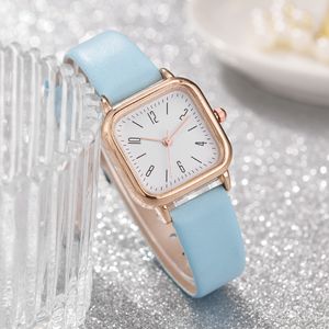 HBP Womens Watches Design Square Dial Светло -голубой кожаный ремешок повседневные деловые наручные часы Montres de Luxe