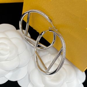 ビッグフープダイヤモンド装飾イヤリングファッションフープハギーfレターluxurys誇張しますイヤリングブランド女性ジュエリーバースデーパーティークリスマスギフトfer5 -09