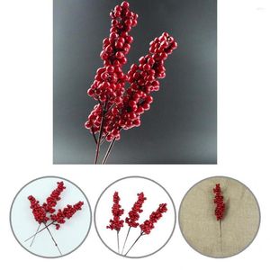 Decorative Flowers Lightweight 10Pcs Portable Visual Xmas Fake Berries Stems Foam Berry Branches Artificial For Christmas