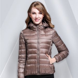 Женские падения Parkas White Duck Winter Hoody Jackets Ultralight Women Coats Puffer с длинным рукавом теплый тонкий портативный тонкий женский исход 7xl 221121