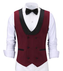 Abiti da uomo Blazer Casual Gilet da cameriere Borgogna Slim Fit Prom Blazer doppiopetto Gilet rosso champagne per sposi da uomo 221121