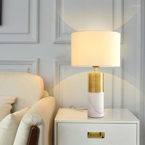 Table Lamps Nordic Modern Copper Led Bedside Lamp Marble Living Room Study Bedroom Office Creative Decorative