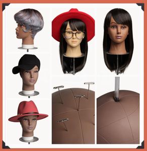 Aiguille Soft PVC Bald Mannequin Head Standder pour faire des perruques de coiffure et affichage du chapeau Cosmétologie Training Manikin PRATIQUE1752697