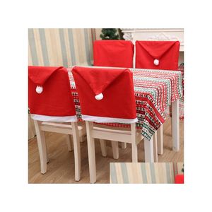 Decorações de Natal Papai Noel Hat Hat Chair Ers Christmas De volta a decoração de Natal para entrega de casamentos Garden Home Garden Parte Festiva Dhm0g