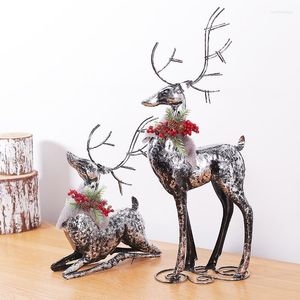 Christmas Decorations Iron Reindeer Elk Pine Cones Decoration Golden Silver Deer Lamp Shopping Mall Retro Ornaments Home Decor Wedding Gifts