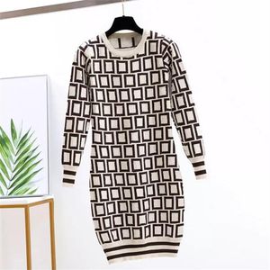 Women Casual Dresses knit jumper long Dress Designer Woman Round neck full Letters Autumn Fashion dresses