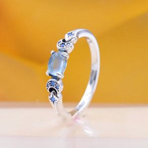 925 STERLING Silver New Princess Fancy Blue Ring Fit Pandora Jewelry Engagement Mariage Amateurs de mode Ring pour les femmes