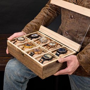 Titta på lådor Bobo Bird Wood Wrist Display Box Customizable Pu Leather Case Jewelry Storage Organizer 4 6 8 10 Slot
