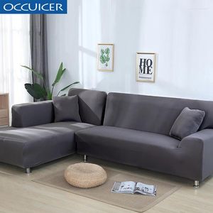 Capas de cadeira 2 PCs L SOFA SOFA TAPE CAINHOCH SLIPLECOVER MOJURSO ESTRANDO SILOD COR ELÁSTICA para sala de estar