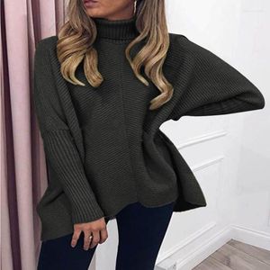 Frauenpullover Frauen loser gestrickter Pullover Frauen 2022 Herbst Winter O-Hals Rollkragenpullope Solid Color Long Sleeve Pullover Tops Weiblich