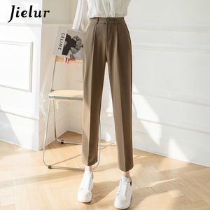 Pantaloni da donna Capris Jielur Moda Donna Primavera Dritto Nero Bianco Pantaloni kaki Abiti Formali Casual SXL Harajuku 221121