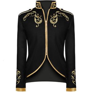 Erkek Ceketler Erkek Altın İşlemeli Mahkeme Prens Şık Takım Markası İnce Fit Steampunk Gotik Vintage Tekdüzen Kostüm Chaquetas Hombre 221121