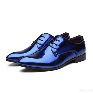 Elbise Ayakkabı Patent Deri Erkekler Düğün Altın Mavi Kırmızı Beyaz Oxfords Tasarımcı Ayak Parçası Büyük Boyut 37-48 221119