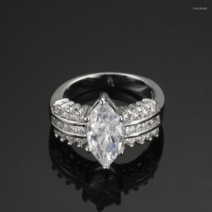 Klusterringar Silverfärg Luxry Wedding Ring Engagement Cubic Zirconia Jewelry for Women with Austrian Crystal Zyr545