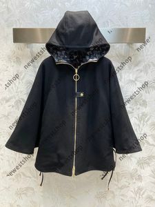 2022 jesień damska peleryna projektant kobiet dwustronny wełniany płaszcz moda prochowce kurtka damska klasyczny nadruk w litery materiał płaszcz z kapturem top peleryny odzież
