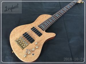 Instrumento musical Tienda personalizada Guitarra Electric Butterfly Bass 5 cuerdas Hardware de oro Cirucits activos