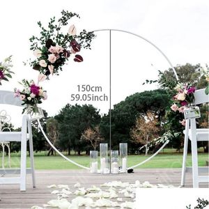 Party Decoration Party Decoration 150Cm Round Balloon Arch Holder Bow Of Circle Wreath Stand Wedding Birthday Decor Baby Shower Back Dhwre