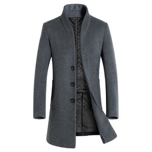 Jackets masculinos Autumn Winter Brand Men Wool Blends Coats Moda Moda Cor Middle Long sobretudo