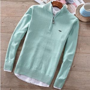 Men's Sweaters Brand Logo Sweater High Quality Fall Semi-high Collar Knit Men's Business Casual Cotton Base 8504