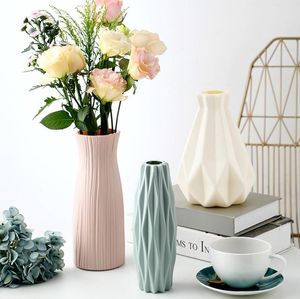 Flessen moderne vazen ​​decoratie huis imitatie keramische pot mand woonkamer bloem arrangement pot