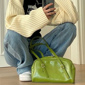 Evening Bags Fashion Women Green Big Shoulder PU Leather Female Purse Handbags Large Capacity Ladies Daily Small Casual Tote Bolso Mujer 221119
