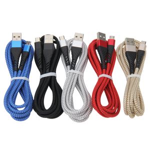 USB Type C Data Cable Cord 3M 2.5A Snabbladdning av Micro V8 -laddningskablar f￶r Android Smart mobiltelefonladdningsledning