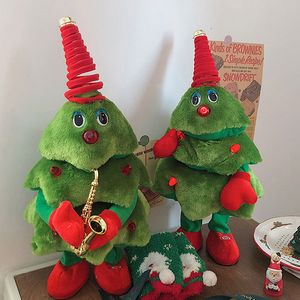 Вращающаяся качающаяся рождественская елка плюшевые мультипликационные карикатуры Электрическая музыка танцевальные украшения праздничные подарки