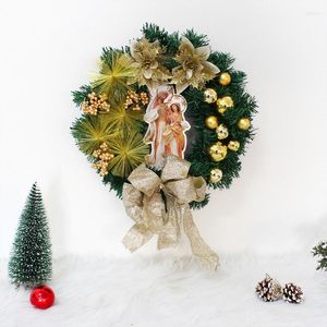 Decorative Flowers Christmas Wreath Jesus Birth Front Door Garlands Decorations Scene Layout Props Tree Branches Fireplace