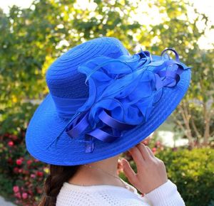 Fashion Women Mesh Kentucky Derby Church Hat With Floral Summer Wide Brim Cap Wedding Party Hats Beach Sun Protection Caps A1 T2009999492
