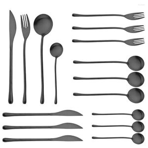 Set di stoviglie Opaco 16 pezzi Set di posate nere in acciaio inossidabile 18/10 posate da cucina posate per la casa coltello forchetta cucchiaio stoviglie