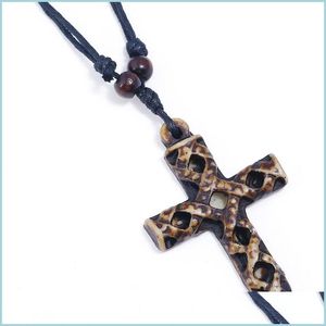 Collane con ciondolo Old Jesus Cross Collane Ciondolo in resina a catena lunga regolabile per donna Uomo Gioielli di moda Regalo Drop Delivery Pend Dhz2Z