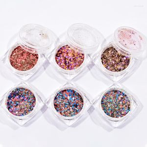 Nail Glitter 6Box/set Ceremony Confetti Kit Bitter Japanese Mix Powder Metal Gold Back Set Flakes Peony Pink