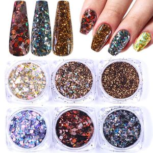 Nail Glitter 6Box Art Decoration Accessories Bling Sequin Flakes Nails Decorations Manicure Dust